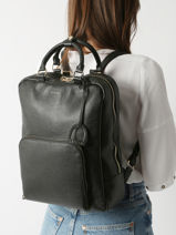 A4 Size Tradition Backpack Leather Etrier Black tradition ETRA037B-vue-porte
