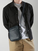 Leather Flandres Crossbody Bag Etrier Blue flandres EFLA729M-vue-porte